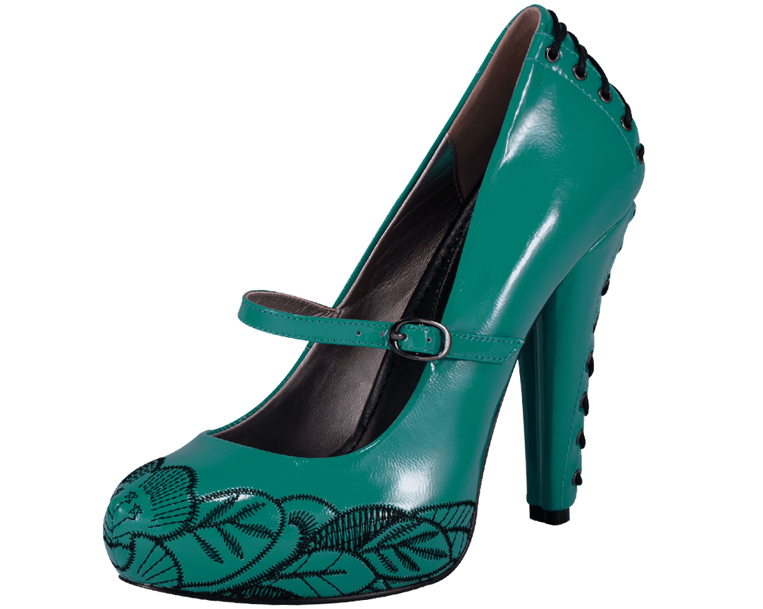 Turquoise Patent Corset heel