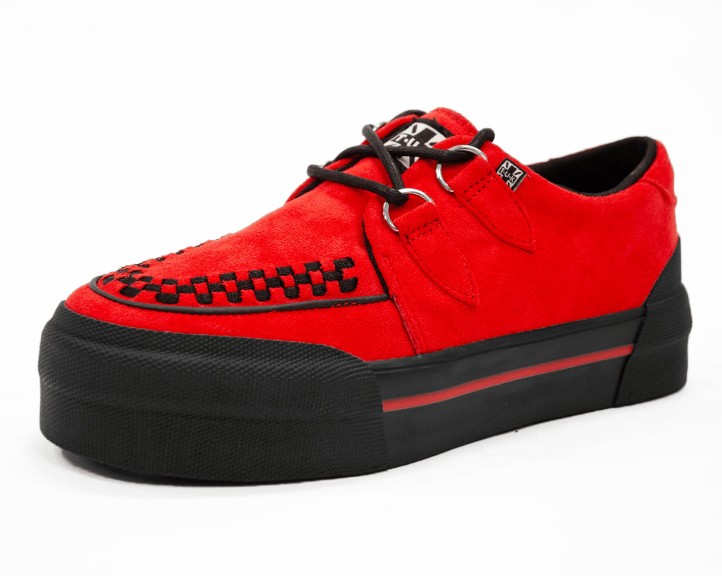 Red Faux Suede Platform Creeper Sneaker T.U.K. Footwear Outlet