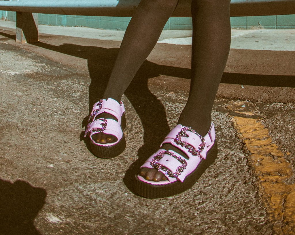Pink TUKskin™ 2-Buckle Diamond Sandal