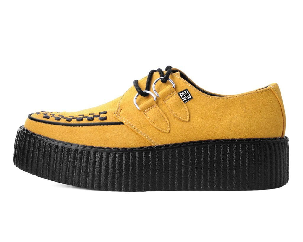 Mustard Faux Suede D-Ring Interlace Viva High Creeper