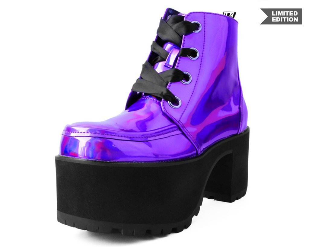 Lavender Metallic Iridescent Vegan Nosebleed Boots –