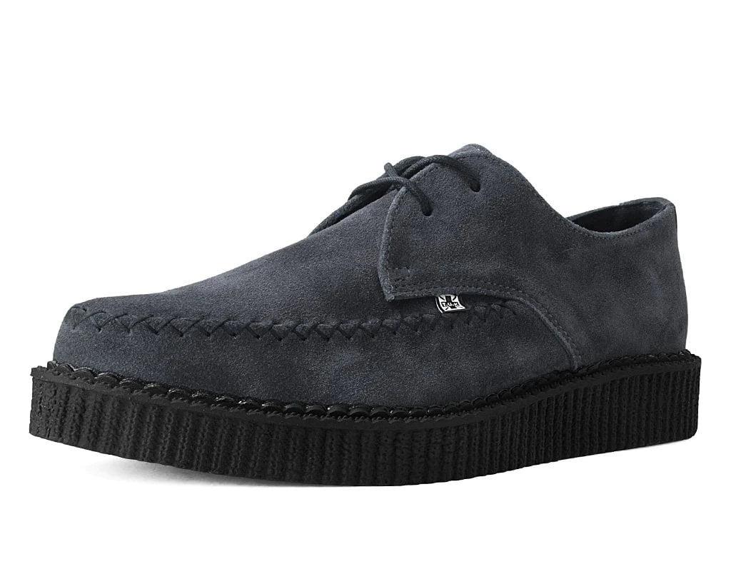 Grey Suede X Stitch Pointed Creeper T.U.K. Footwear Outlet
