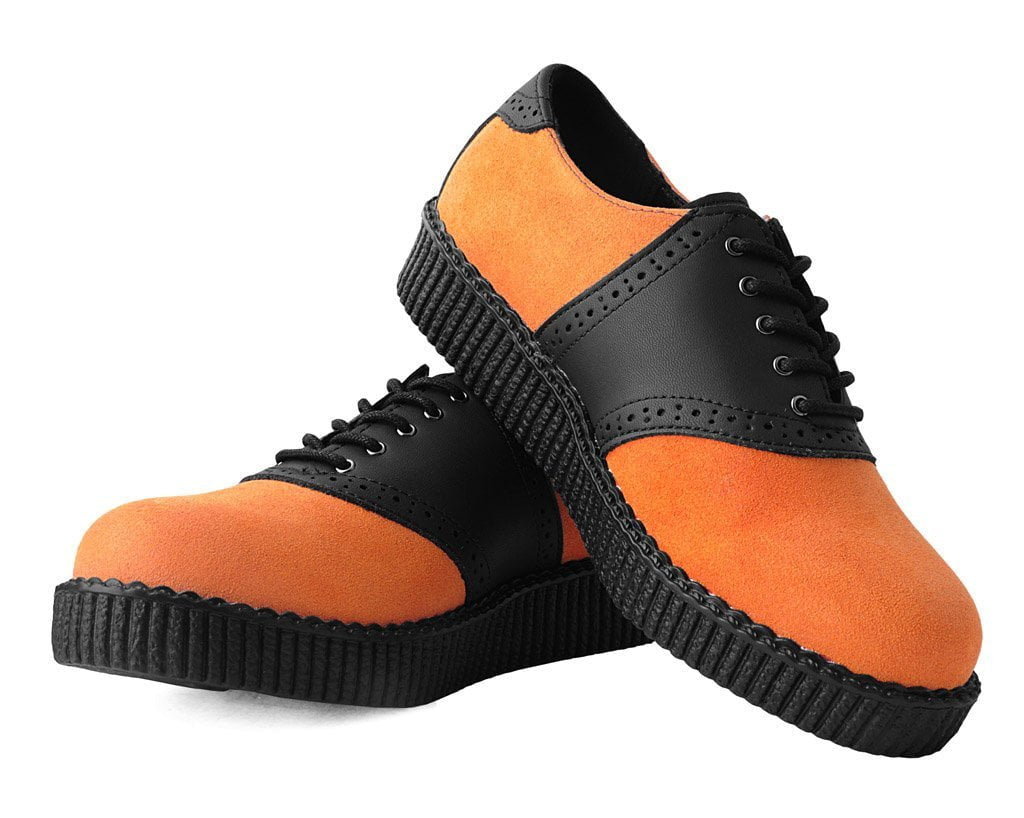 Black TUKskin™ & Orange Suede Saddle Oxford – T.U.K. Footwear Outlet