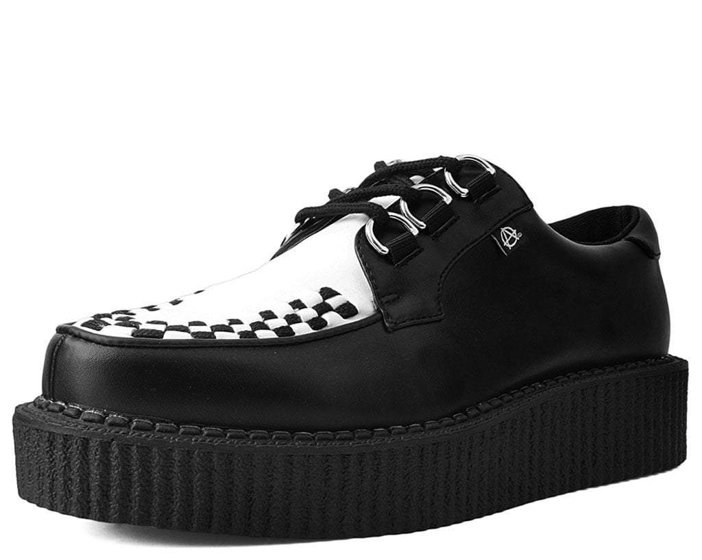 Black & White Vegan Anarchic 3 D-Ring Creepers – T.U.K. Footwear