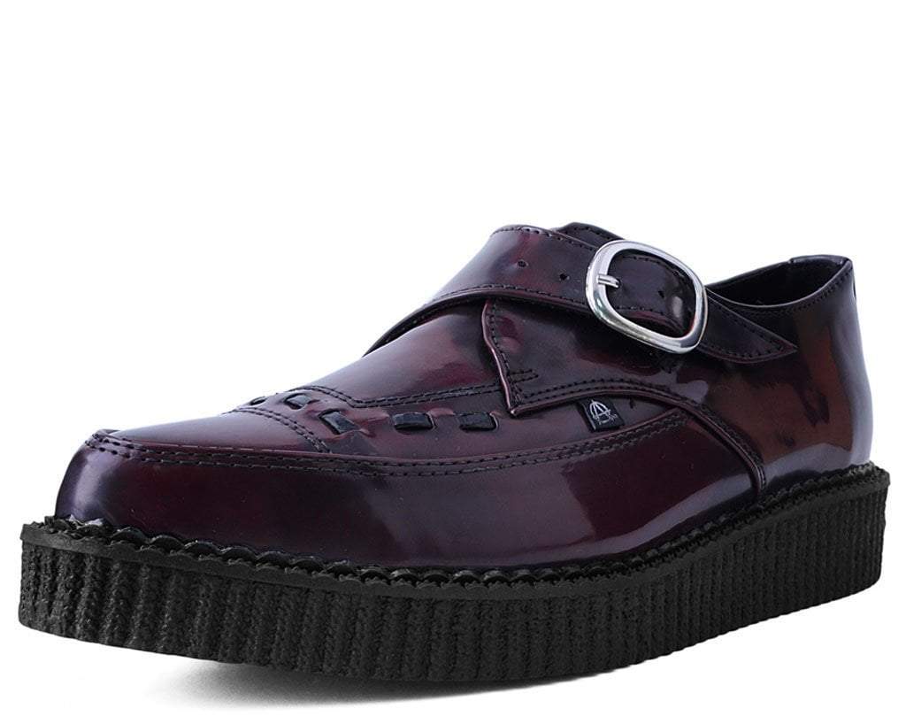 Anarchic Creeper Shoes Burgundy Rub Off Pointed Buckle Anarchic Creeper US Mens 4 Womens 6 Red Synthetic Men s