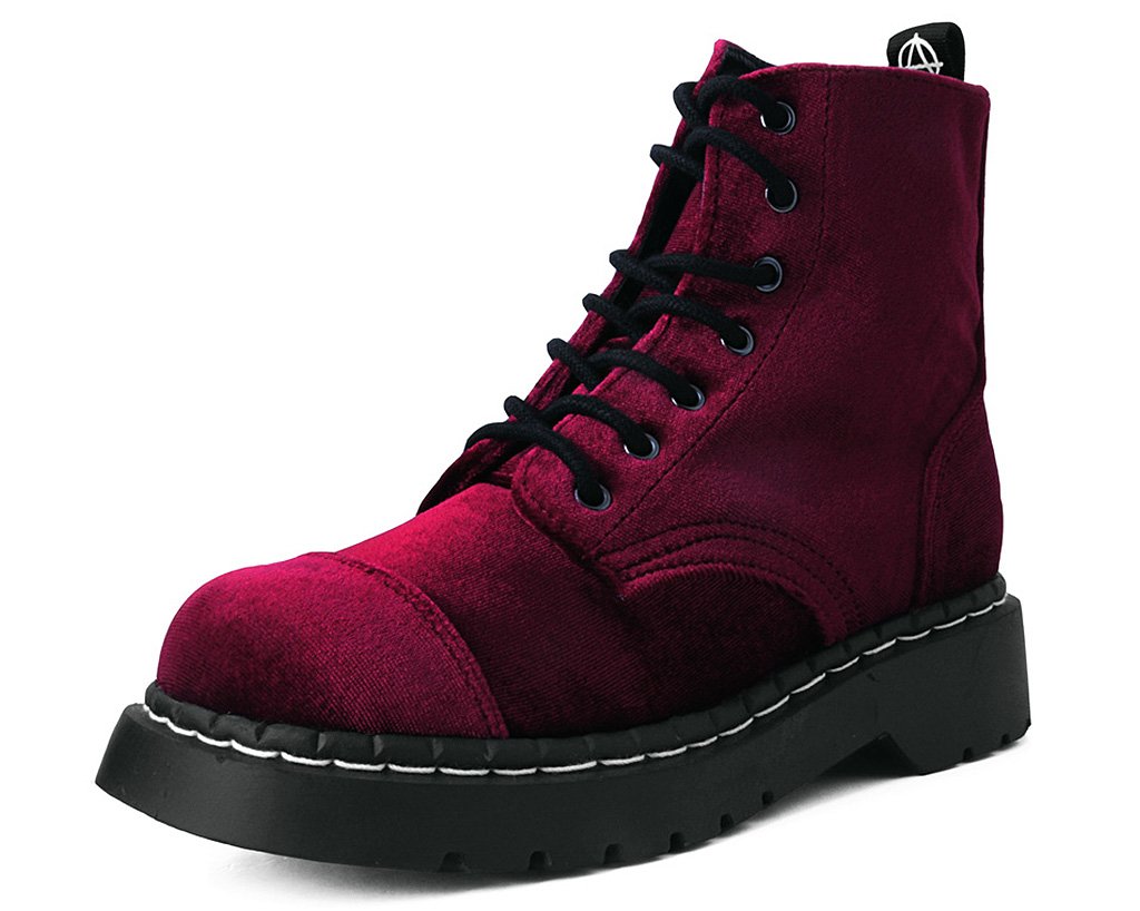 Maroon combat boots best sale