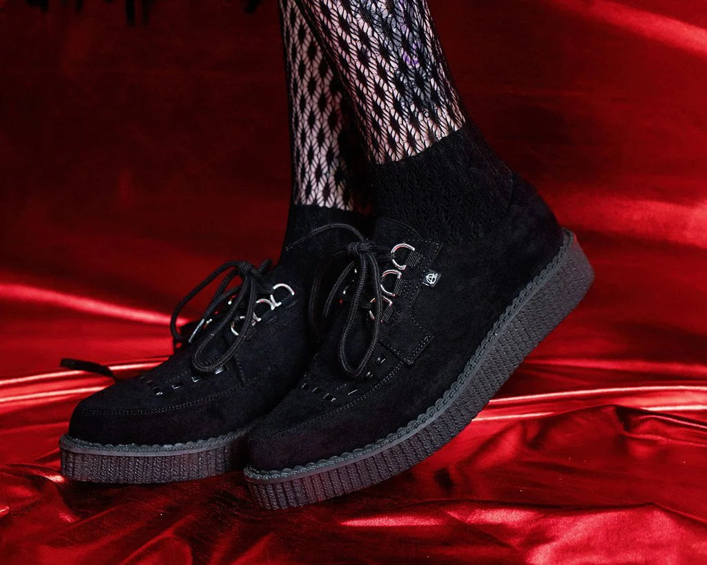 Black Faux Suede Pointed Anarchic Creeper