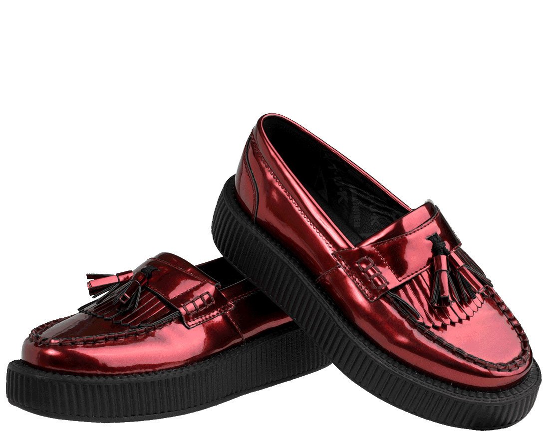 Metallic Burgundy Loafers - T.U.K.