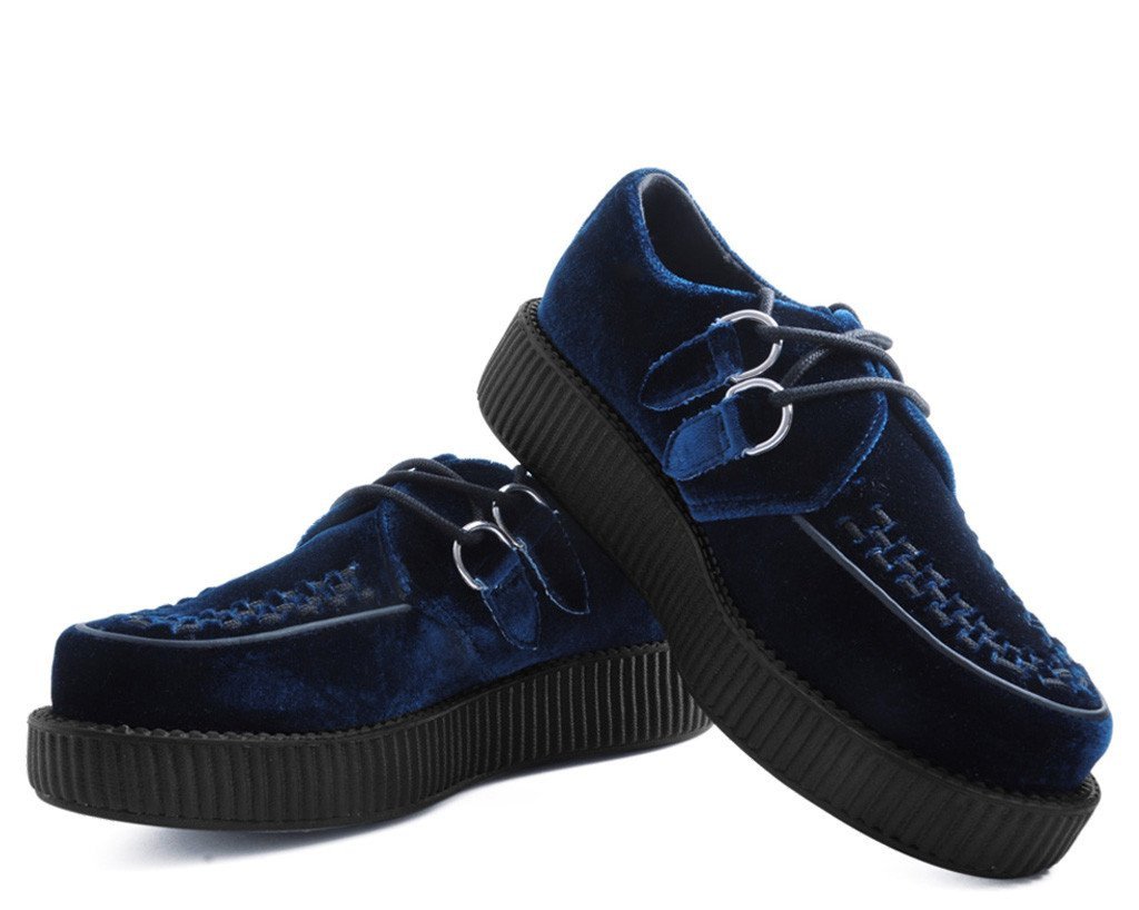 Midnight Blue Velvet Viva Low Sole Vegan Creepers – T.U.K.