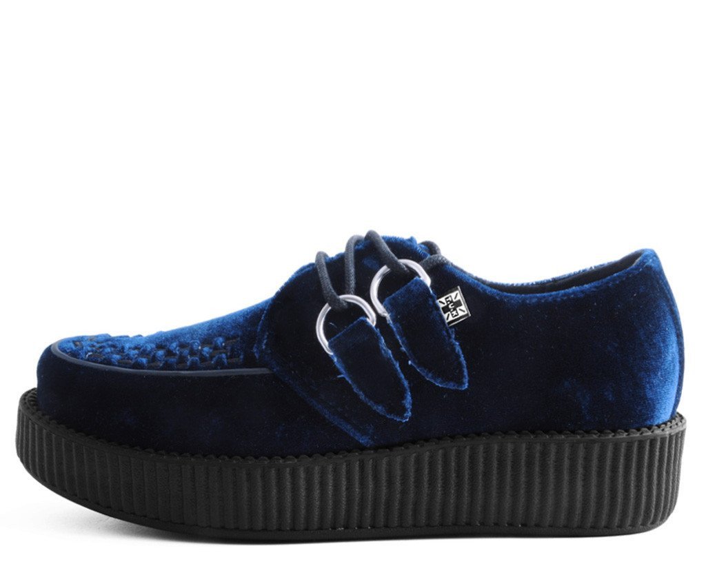 Midnight Blue Velvet Viva Low Sole Vegan Creepers – T.U.K.