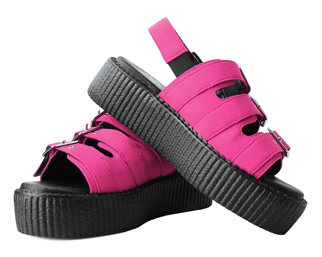 Magenta Faux Suede 3-Buckle Mondo Sandal