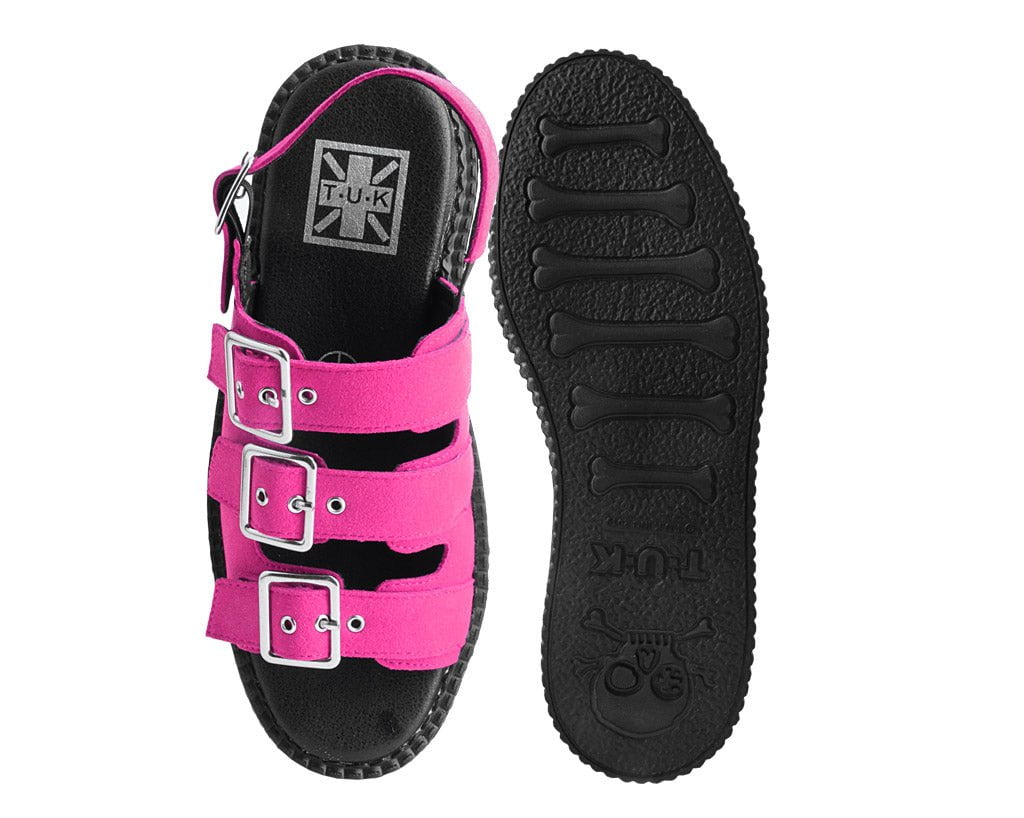 Magenta Faux Suede 3-Buckle Mondo Sandal