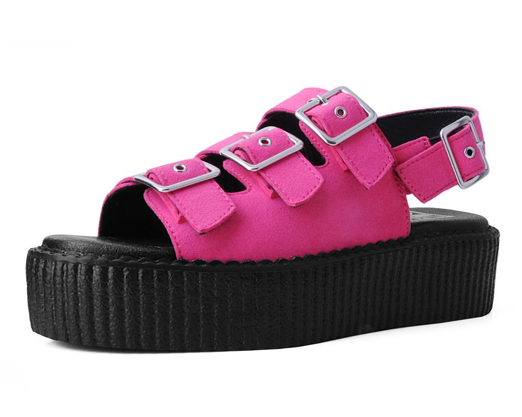 Magenta Faux Suede 3-Buckle Mondo Sandal