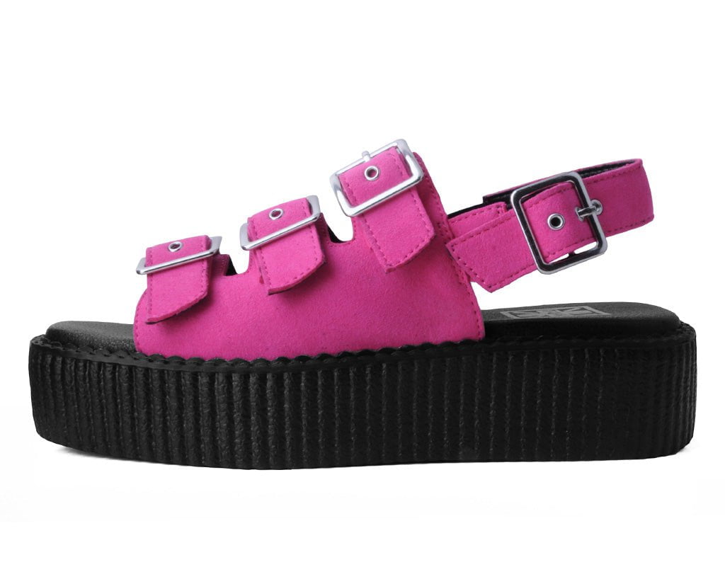 Magenta Faux Suede 3-Buckle Mondo Sandal