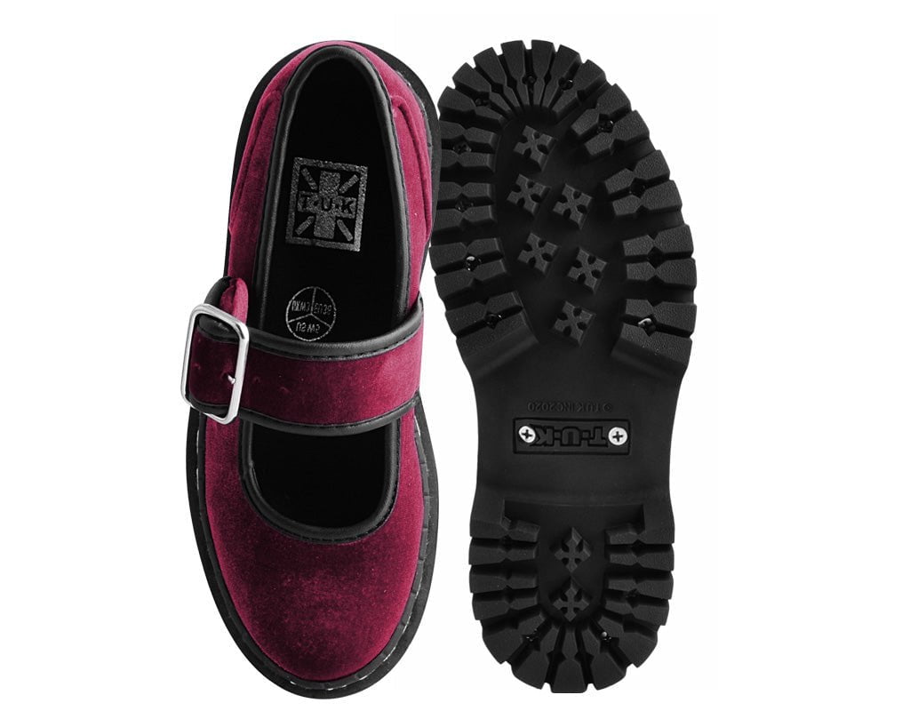 Burgundy Velvet Double Decker Mary Jane