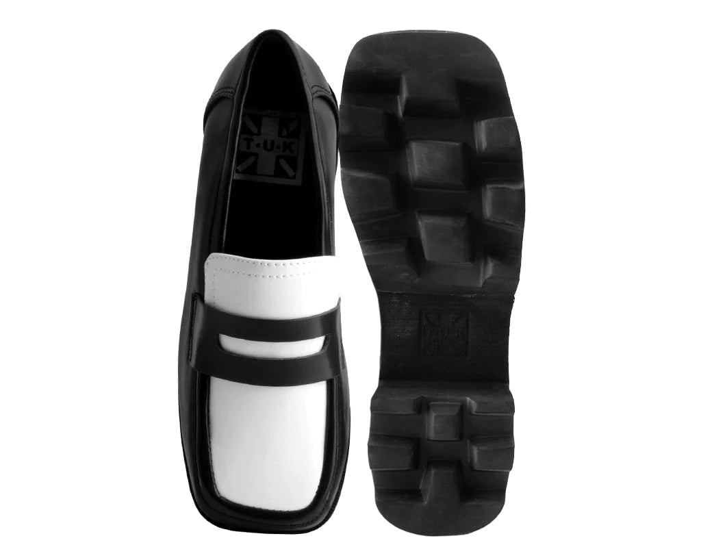 Black and white square shoes discount