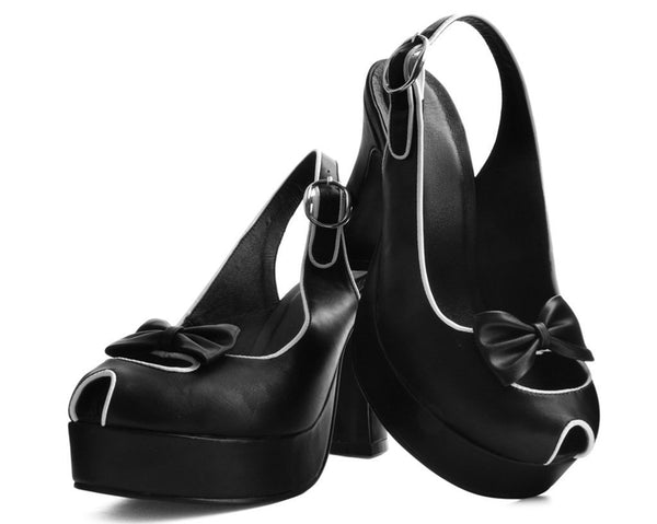 Black & White Peep Toe Platinum Heel 