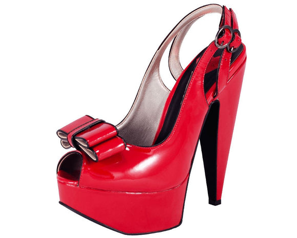 Red Patent Bow Slingback Heel - *FINAL SALE/NON-RETURNABLE