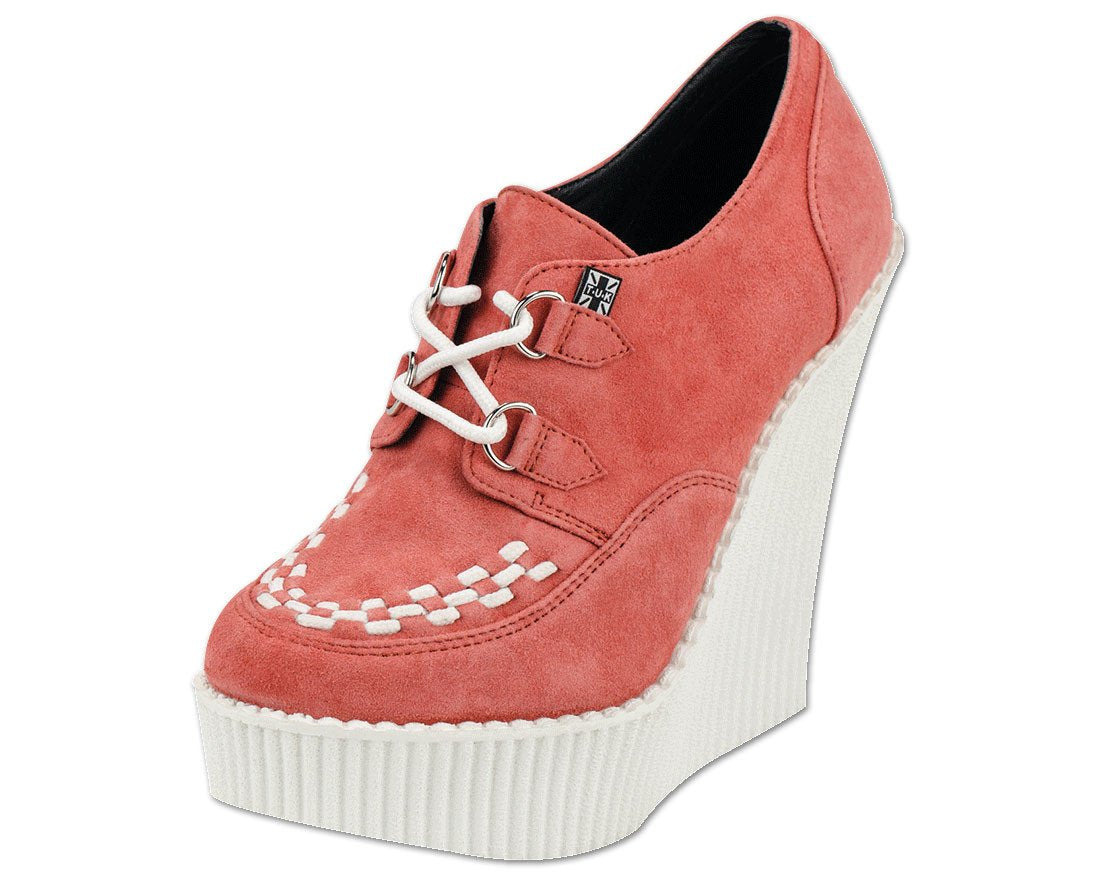 Peachy Coral Suede Creeper Wedge - T.U.K.