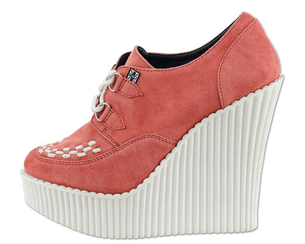 Peachy Coral Suede Creeper Wedge - *FINAL SALE/NON-RETURNABLE