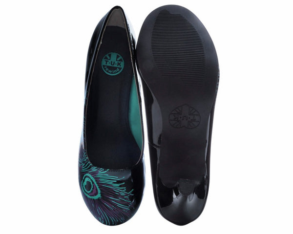 Black & Purple Peacock Feather Anti-Pop Heel