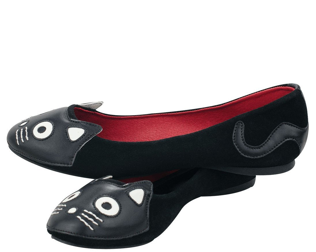 Black Suede Kitty Flat T.U.K. Shoes T.U.K. Footwear Outlet