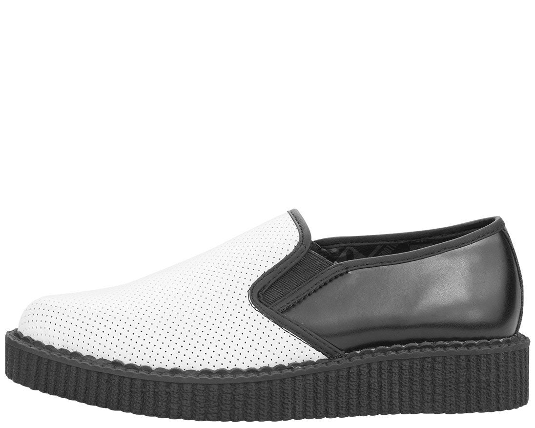 B/W Perf Slip On Creepers - T.U.K.