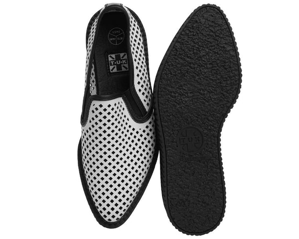 White Perforated Pointed Slip Ons