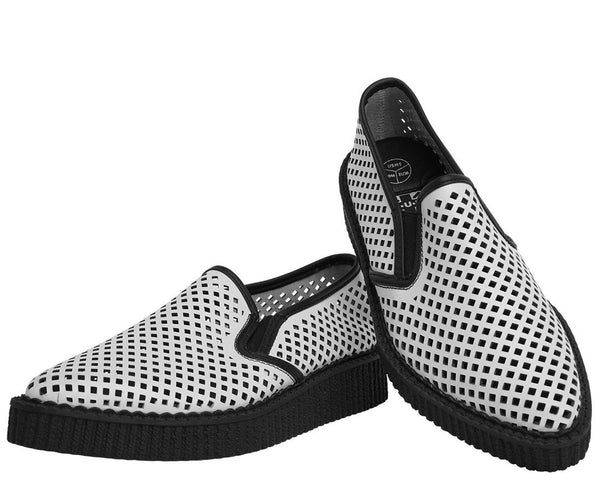 White Perforated Pointed Slip Ons