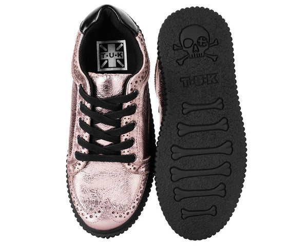 Rose Gold Metallic Leather Wingtip Casbah Creeper – T.U.K. Footwear Outlet