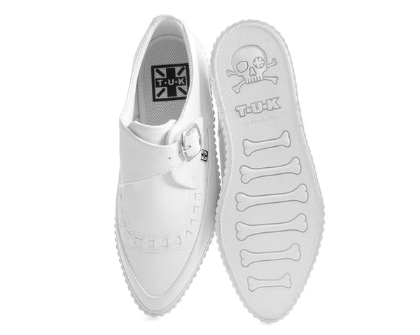 White Faux Leather Pointed Buckle EZC 