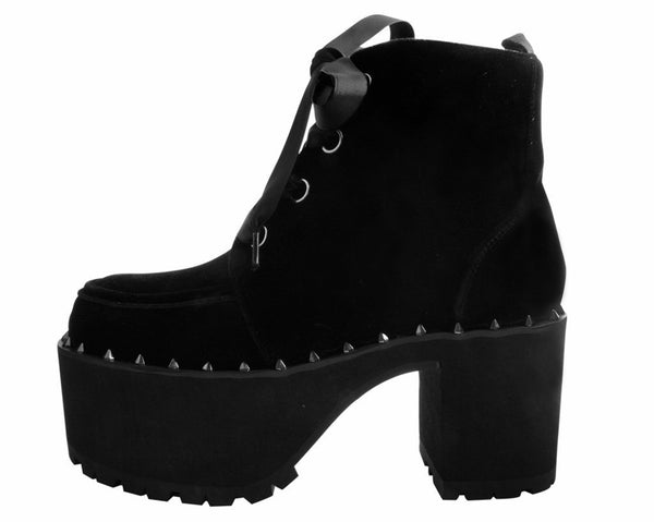 Black Velvet Spiked Nosebleed Boot 