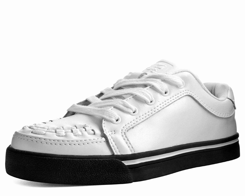 White Leather Trainer & Black Sole Creeper Sneakers – T.U.K. Footwear Outlet