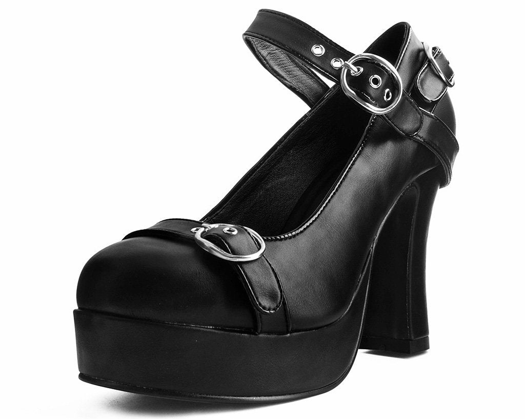 Black Bondage Strap Platinum Heel 