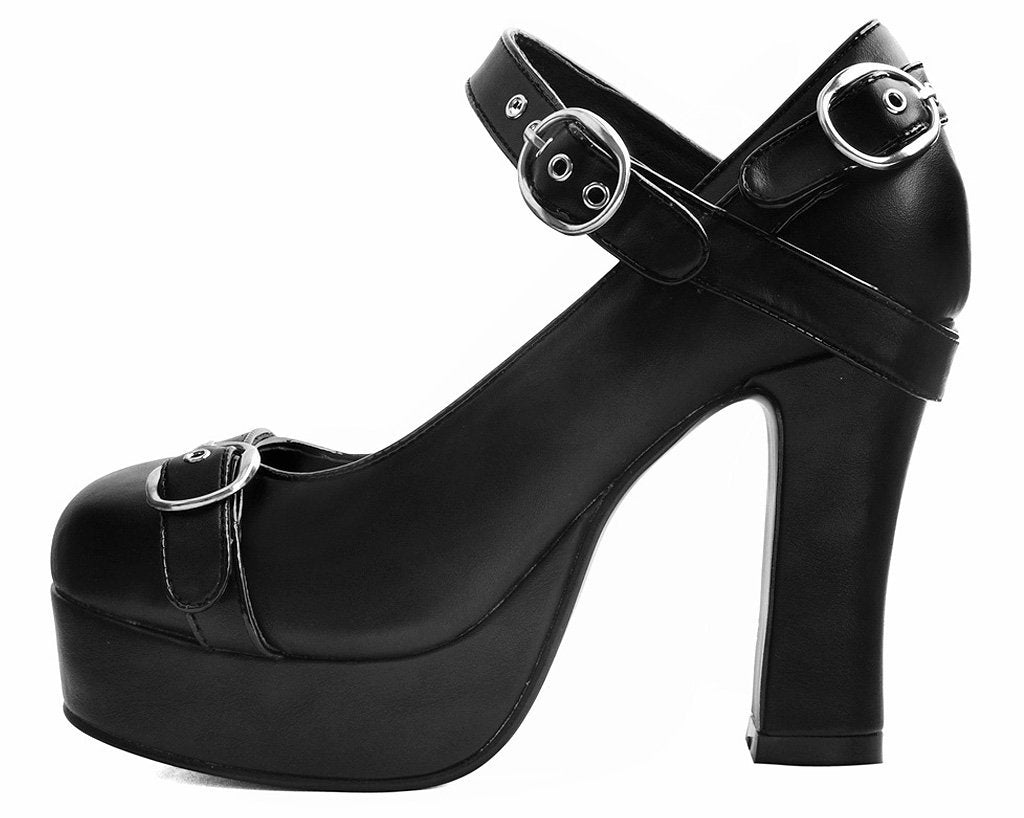 Black Bondage Strap Platinum Heel 