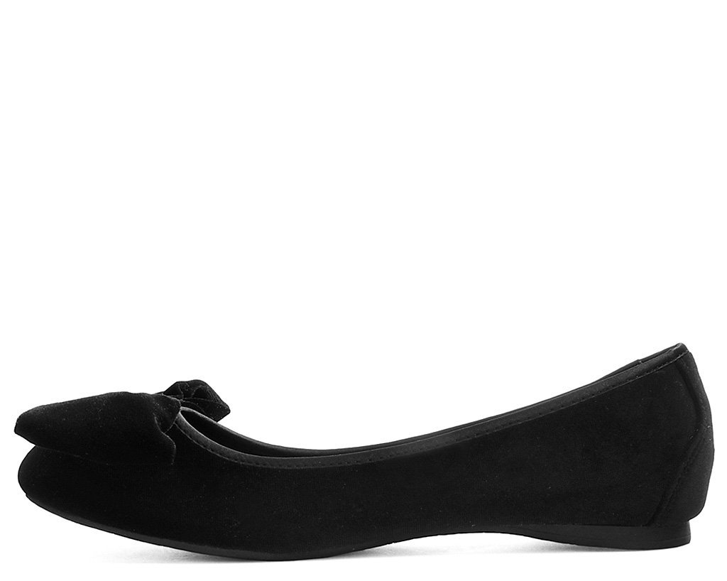 Black Velvet Oversized Bow Flat 