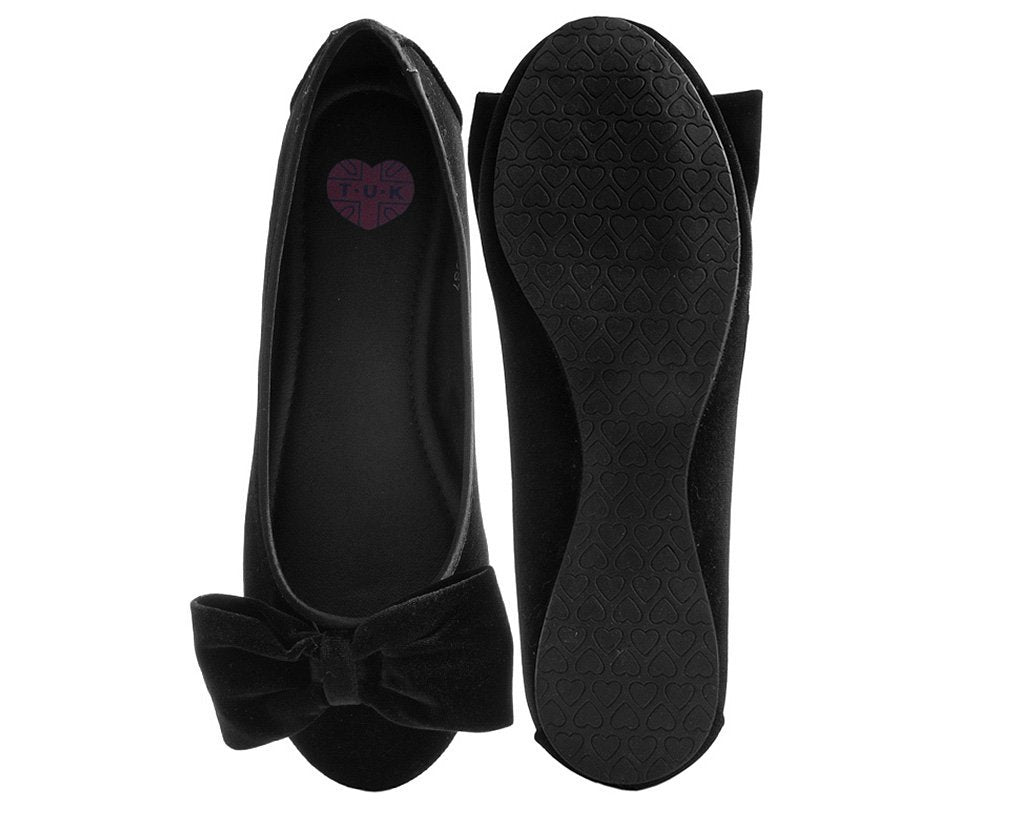 Black Velvet Oversized Bow Flat 