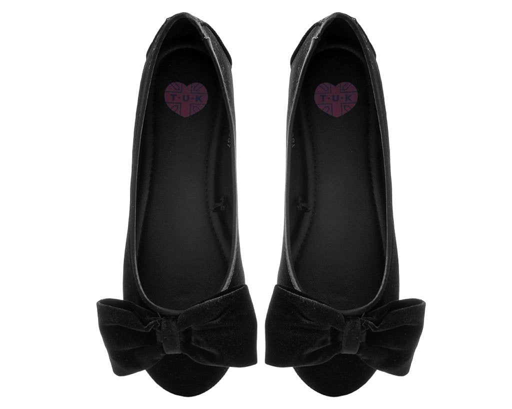 Black Velvet Oversized Bow Flat 