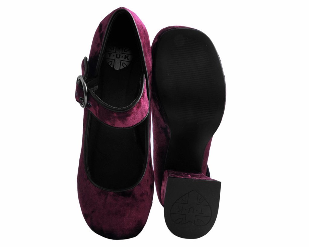 Burgundy Velvet Mary Jane Marley Heel 