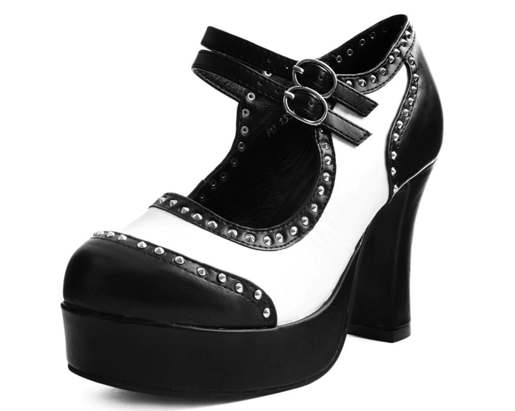 Black & White Studded Classic Platform Heel 