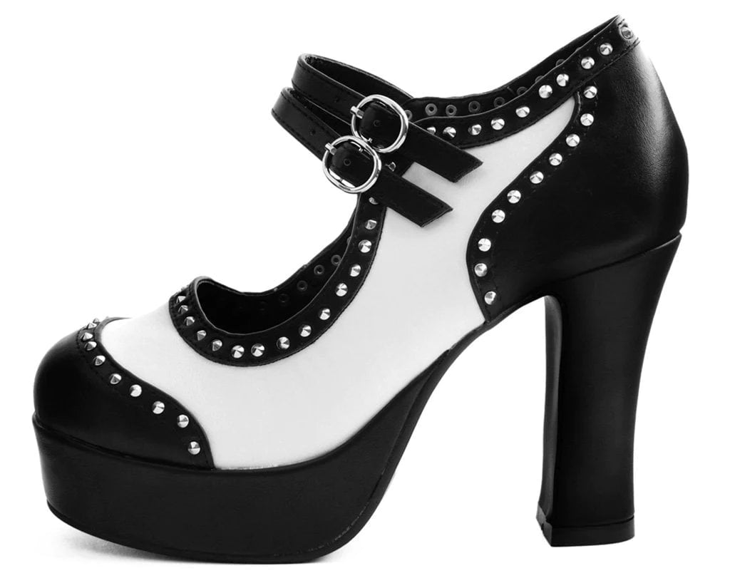 Black & White Studded Classic Platform Heel 