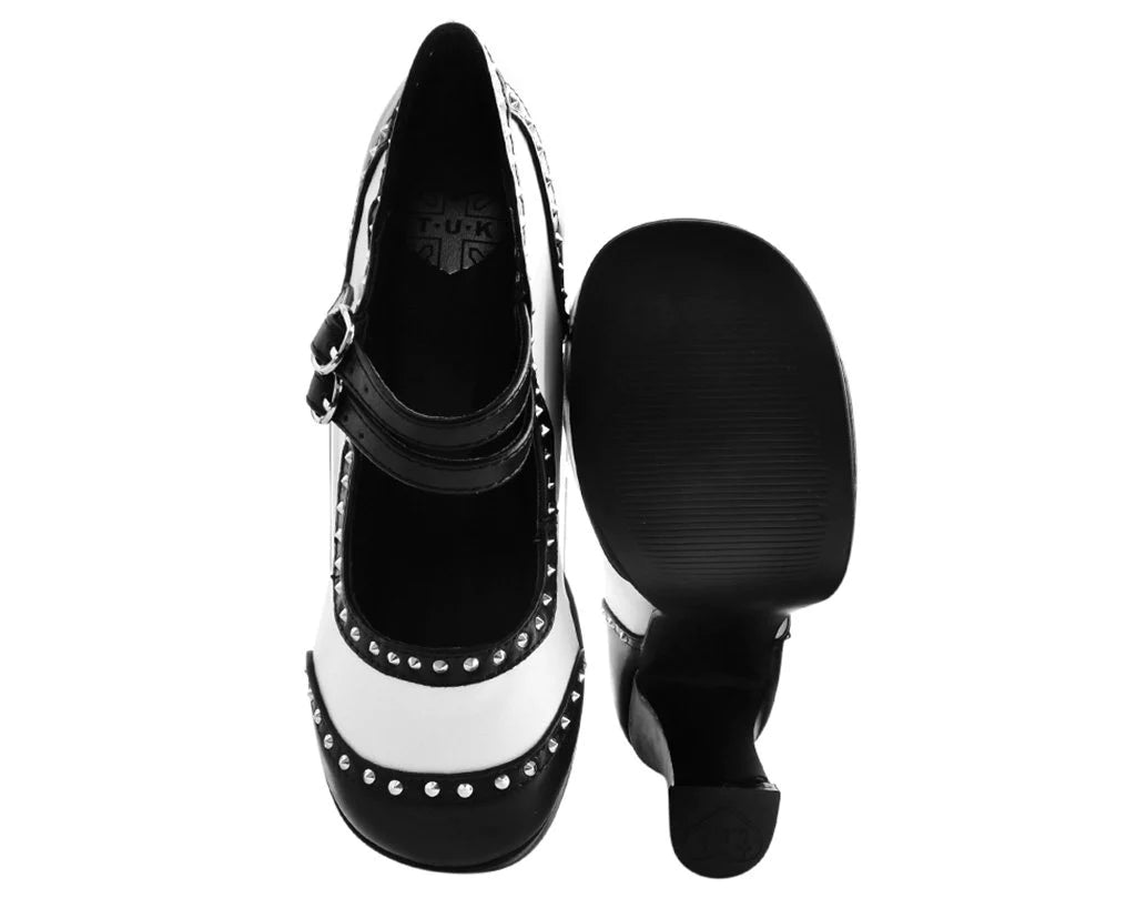 Black & White Studded Classic Platform Heel 