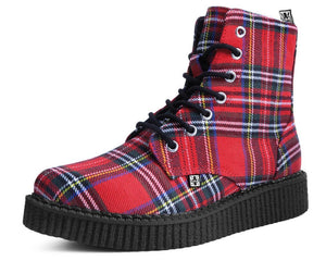 Red Plaid Pointed Lace Up Boot
