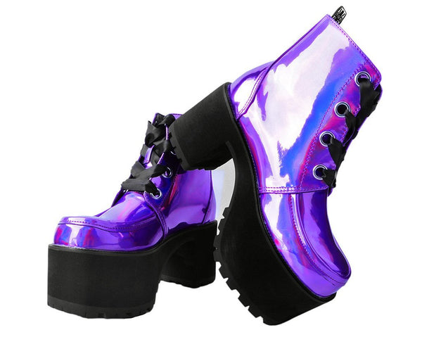 Lavender Metallic Iridescent Vegan Nosebleed Boots – T.U.K. Footwear Outlet