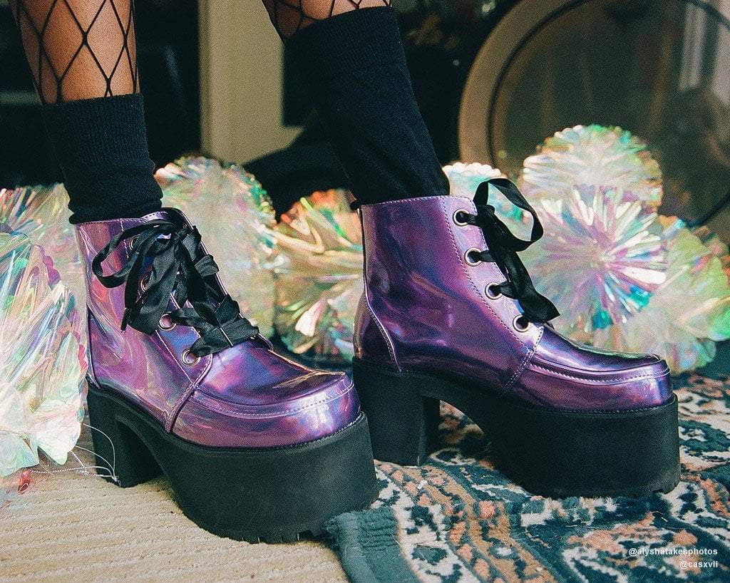 Lavender Metallic Iridescent Vegan Nosebleed Boots –