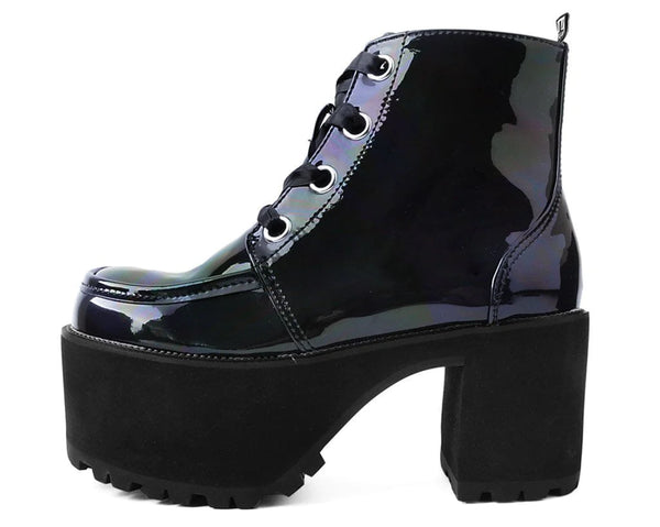 Black Hologram Patent Nosebleed Boot