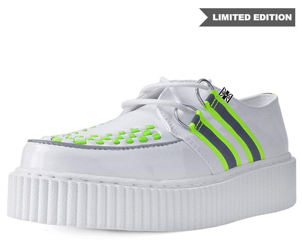 White Patent Reflective Stripe Casbah Creeper 