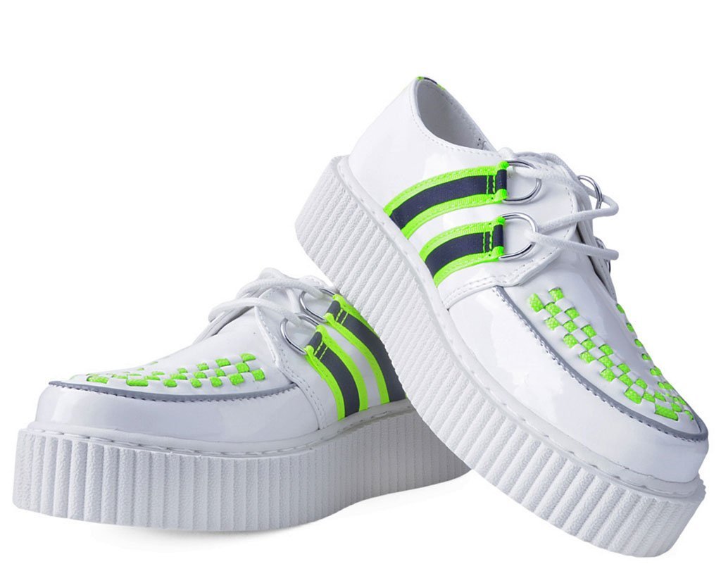 White Patent Reflective Stripe Casbah Creeper 