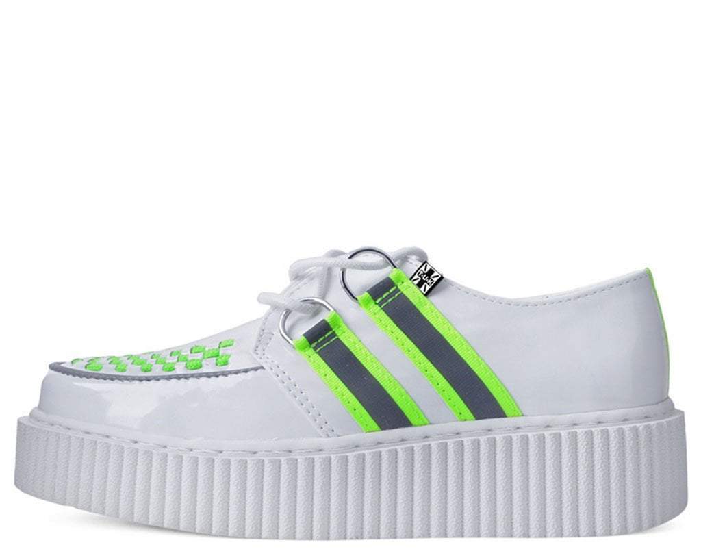 White Patent Reflective Stripe Casbah Creeper 