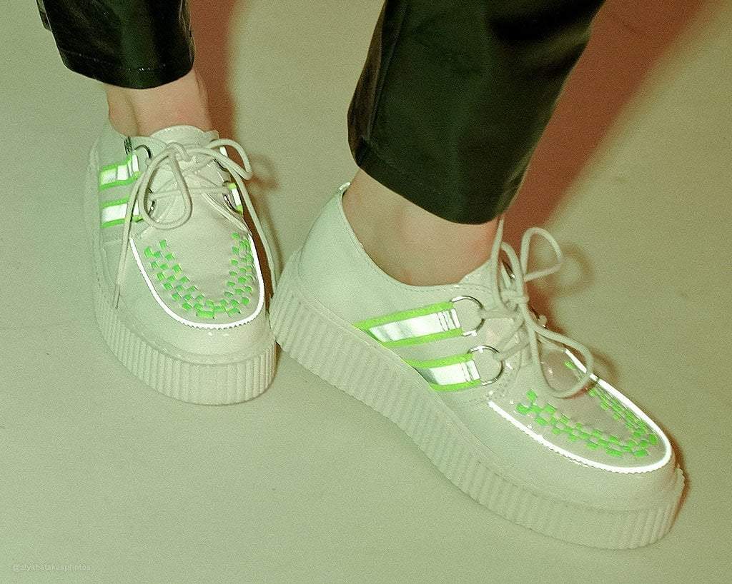 White Patent Reflective Stripe Casbah Creeper